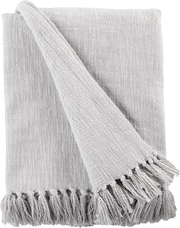 Woven Blanket Throw with Fringe