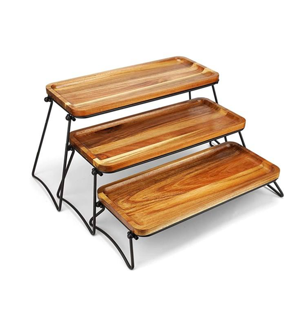 Acacia Wood Serving Tray Set